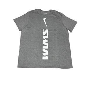 NIKE Spell Out Big Swoosh Swim Team T Shirt “Nike Swimming” Gray New size XL